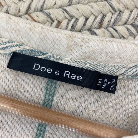 Doe & Rae henley peplum top oatmeal teal medium - Picture 6 of 7